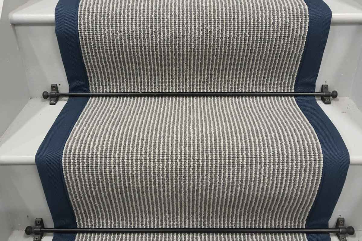 Country House Grey Shingle Striped Stair Runner 