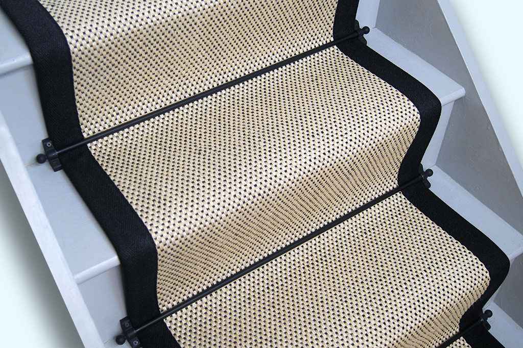Snowgoose Black Sisal Stair Runner with Black border 480cm x 60cm