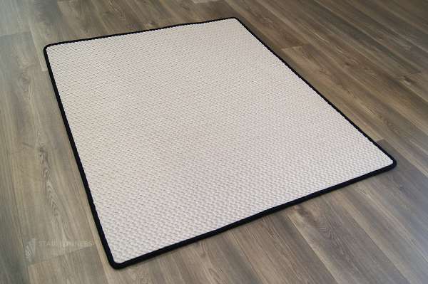 Ivory Black Wool Rug 1