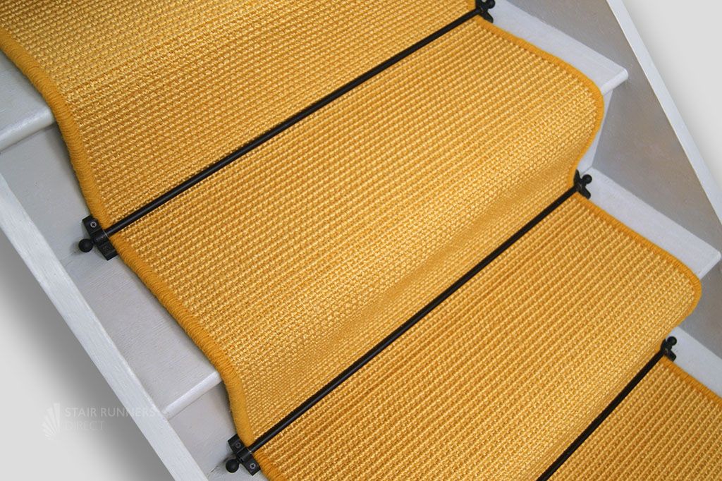 Tibetan Gold Sisal Stair Runner with Yellow Wool Edge 640cm x 60cm