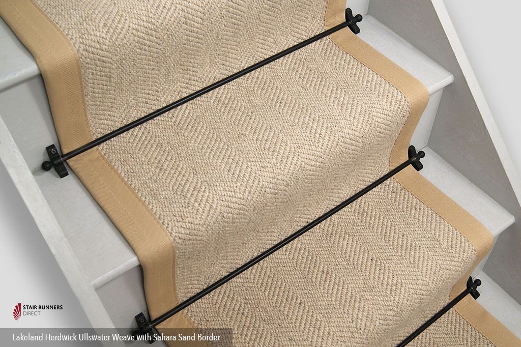 Lakeland Herdwick Ullswater Weave Stair Runner with Sahara Sand Border 59cm x 5m