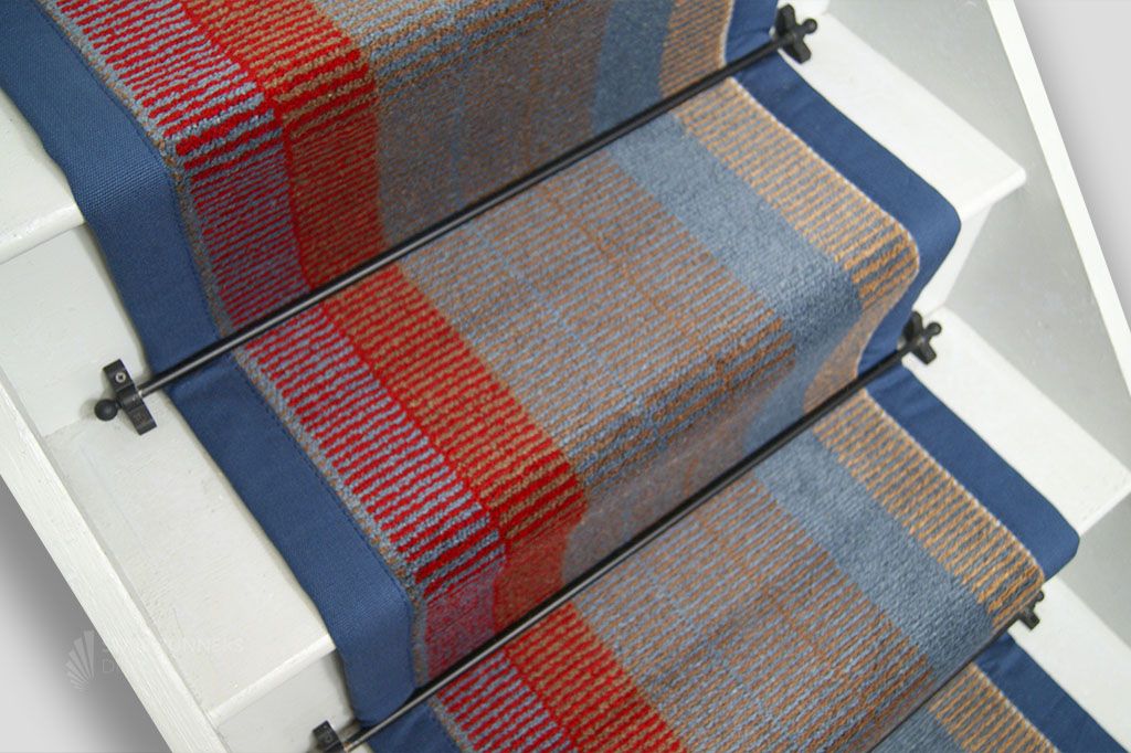 Ulster Carpets Retro Stair Runner with Blue Border 57cm x 740cm