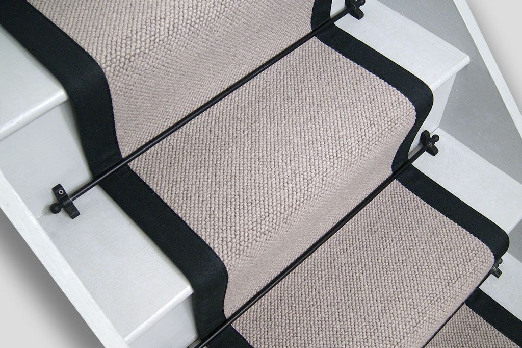 Wolf Boucle Wool Stair Runner with Black Border 51cm x7m